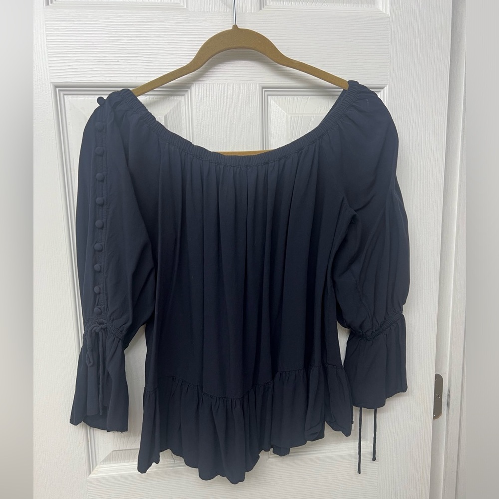 LOFT Off The Shoulder Navy Blue Top